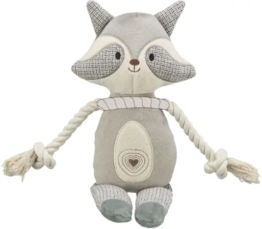 Jouet raton laveur en peluche & corde